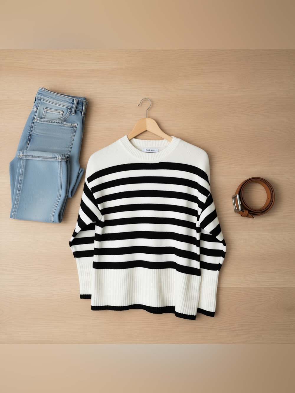 MAGASCHONI Striped Crewneck Sweater - Black & White